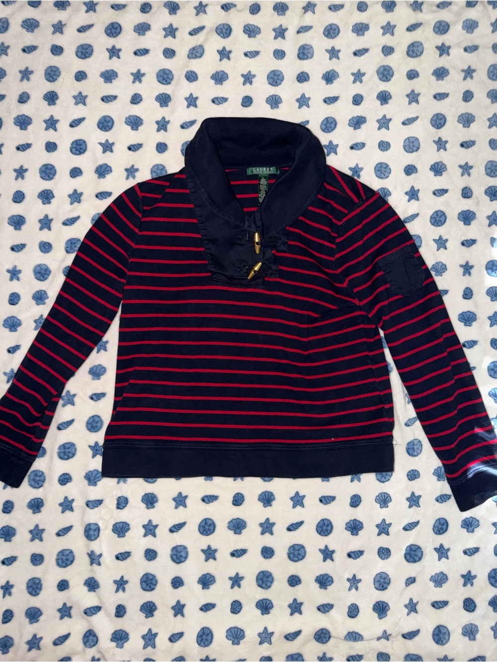 Vintage Ralph Lauren Women’s Striped Collared Sweater